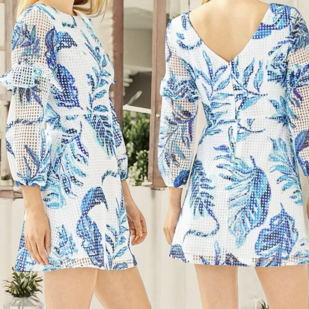 Lilly Pulitzer | Laurie Romper | White & Blue Eyelet | Women’s 12